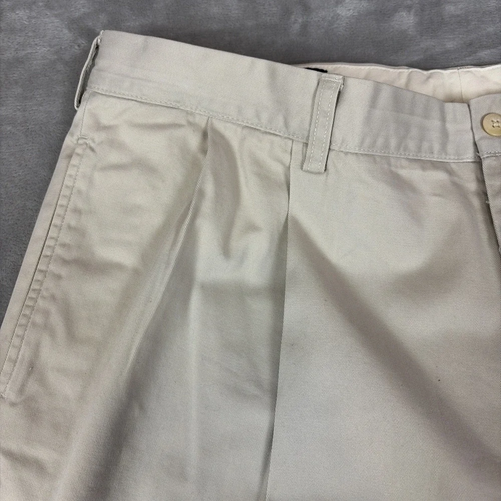 Polo Ralph Lauren Chino Pants‎ Mens 40/29 Beige Pleated Cuffed Cotton Twill